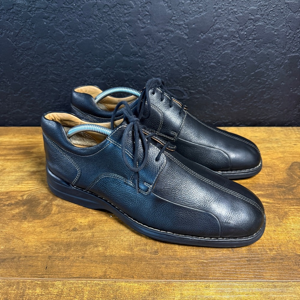 Johnston‎ & Murphy XC4 20-7222 Black Leather Bicycle Toe Oxford Mens 8.5 W